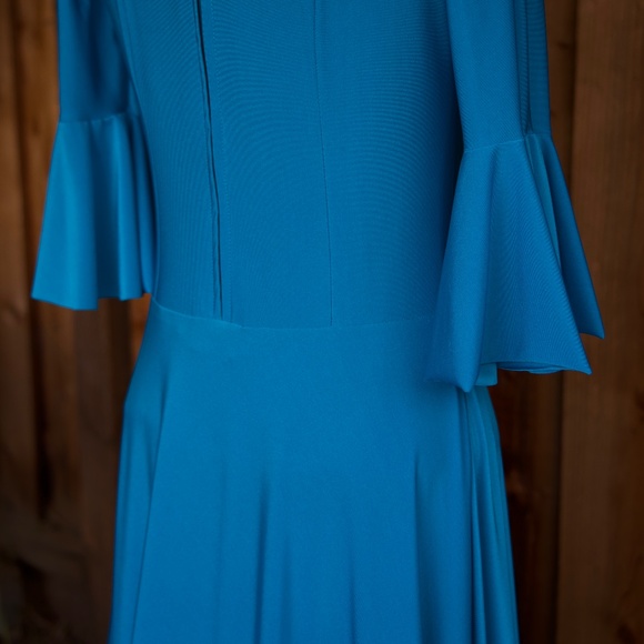 Vintage Handmade Turquoise Blue Ruffle & Tiered Maxi Dancing Dress Woman's M/L - Picture 14 of 16